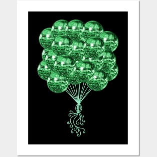 70's Groovy Green Disco Ball Balloons Posters and Art